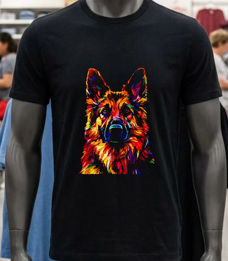 German Shepherd Dog Colorful Face Dog Lover Shirt - balck-shirt German Shepherd Dog Colorful Face Dog Lover Shirt Balck Shirt 1