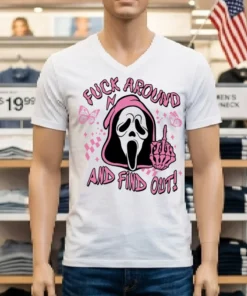 Ghostface Fuck Around And Find Out Horror Pink Halloween Shirt