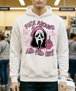 Ghostface Fuck Around And Find Out Horror Pink Halloween Shirt