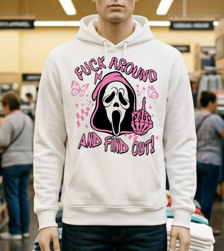 Ghostface Fuck Around And Find Out Horror Pink Halloween Shirt - white-t-shirt Ghostface Fuck Around And Find Out Horror Pink Halloween Shirt White T Shirt 2