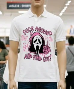 Ghostface Fuck Around And Find Out Horror Pink Halloween Shirt
