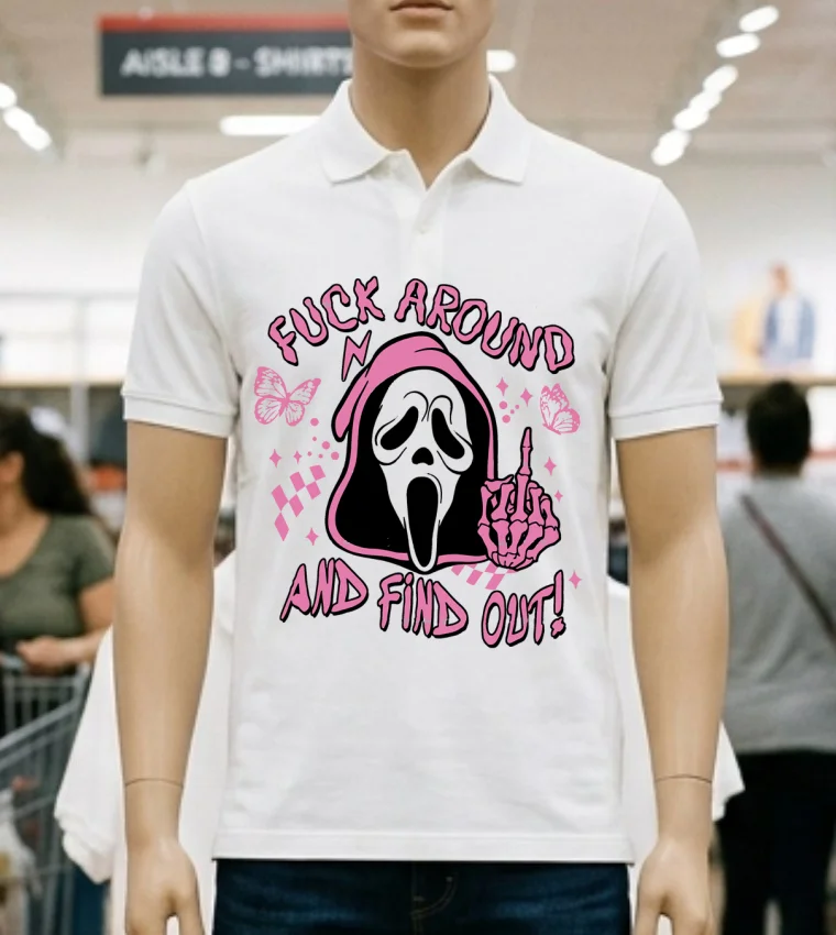Ghostface Fuck Around And Find Out Horror Pink Halloween Shirt - white-t-shirt Ghostface Fuck Around And Find Out Horror Pink Halloween Shirt White T Shirt 3