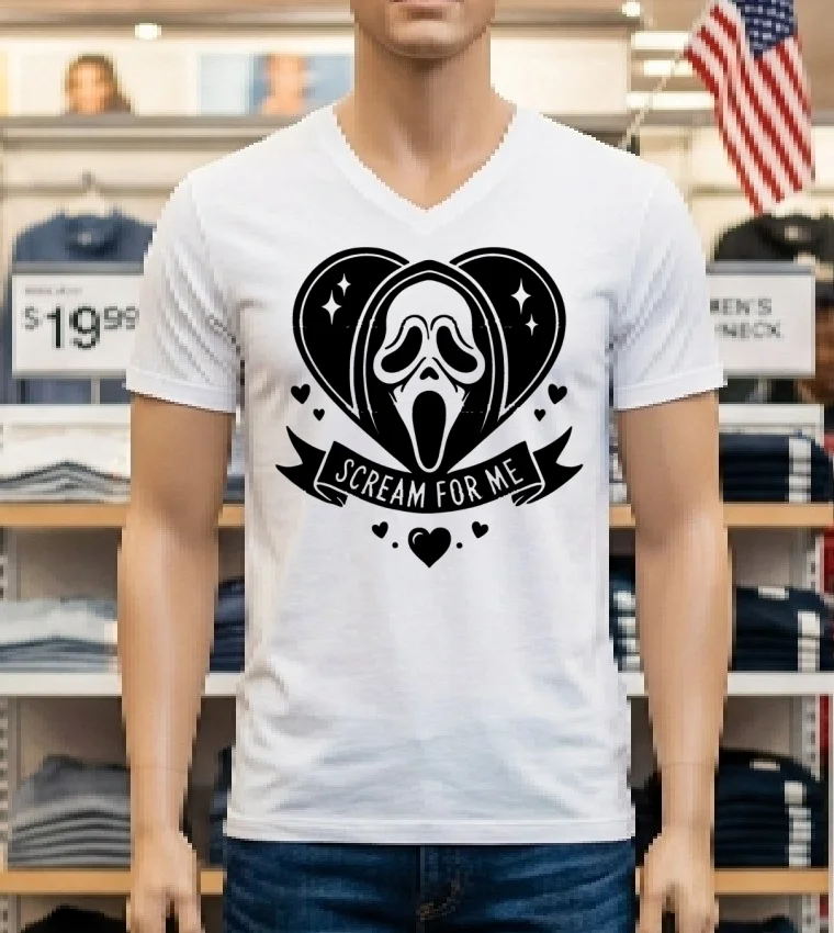 Ghostface Scream For Me Horror Movie Valentine Heart Shirt - white-t-shirt Ghostface Scream For Me Horror Movie Valentine Heart Shirt White T Shirt 1