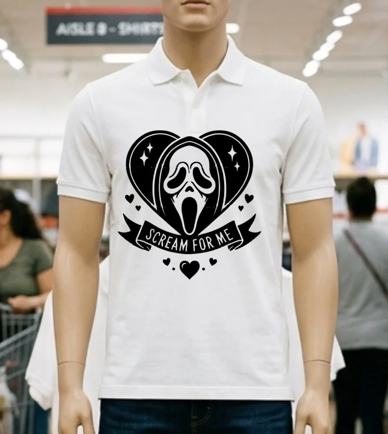 Ghostface Scream For Me Horror Movie Valentine Heart Shirt - white-t-shirt Ghostface Scream For Me Horror Movie Valentine Heart Shirt White T Shirt 3
