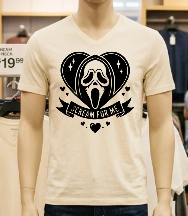 Ghostface Scream For Me Horror Movie Valentine Heart Shirt - white-t-shirt Ghostface Scream For Me Horror Movie Valentine Heart Shirt White T Shirt 4
