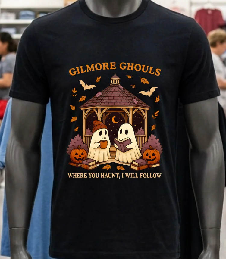 Gilmore Ghouls Where You Haunt I Will Follow Ghost Halloween Shirt - balck-shirt Gilmore Ghouls Where You Haunt I Will Follow Ghost Halloween Shirt Balck Shirt