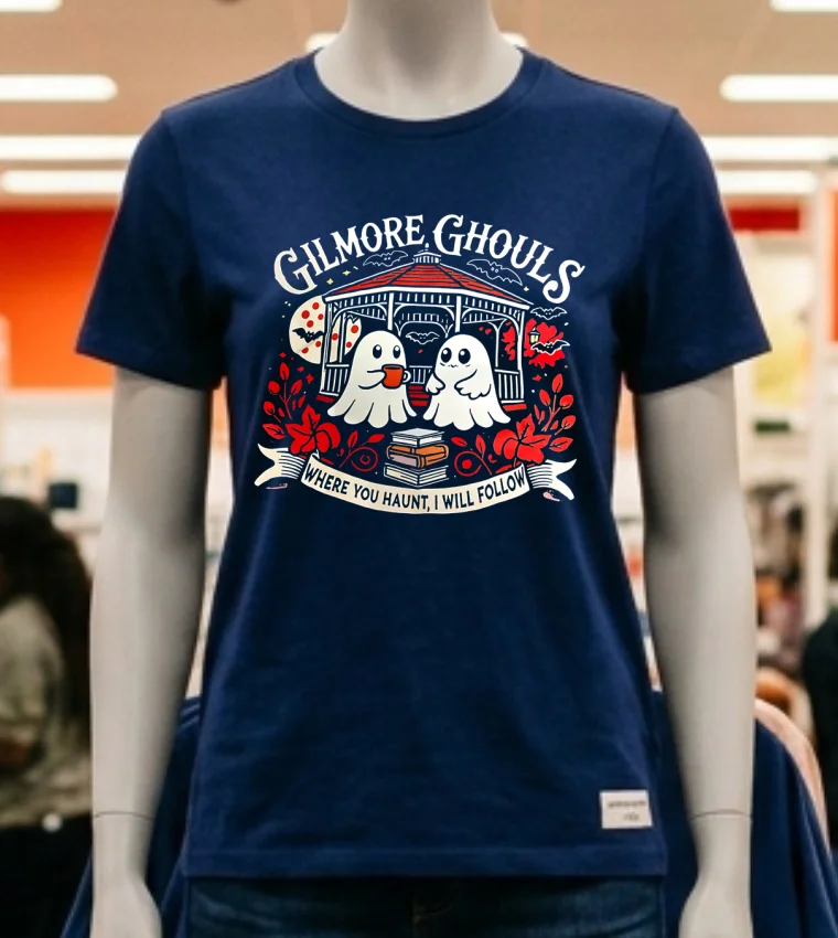 Gilmore Ghouls Where You Haunt I Will Follow Halloween Shirt - navy-shirt Gilmore Ghouls Where You Haunt I Will Follow Halloween Shirt Navy Shirt