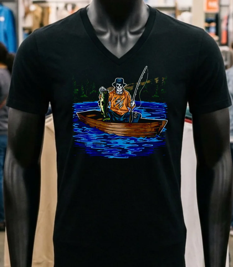 Gone Fishin Skeleton Shirt - balck-shirt Gone Fishin Skeleton Shirt Balck Shirt 1