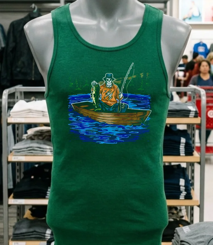 Gone Fishin Skeleton Shirt - green-shirt Gone Fishin Skeleton Shirt Green Shirt