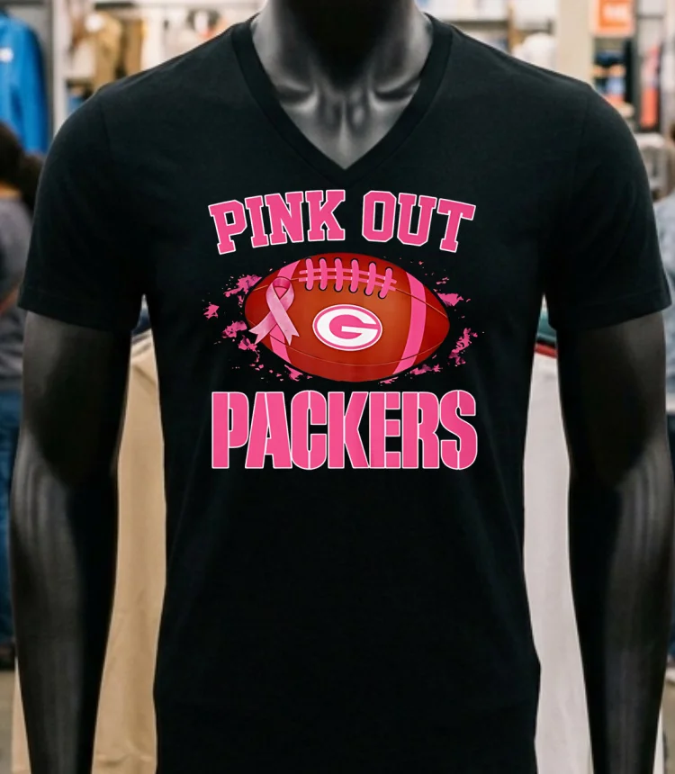 Green Bay Packers Pink Out Ball Shirt Balck Shirt 1
