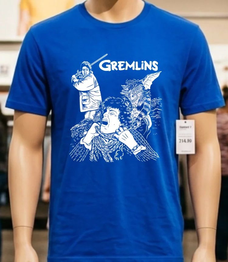 Gremlins 1984 American Horror Comedy Film Shirt - blue-shirt Gremlins 1984 American Horror Comedy Film Shirt Blue Shirt