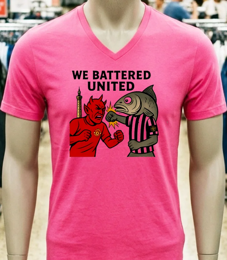 Grimsby Town We Battered United Meme Shirt - pink-t-shirt Grimsby Town We Battered United Meme Shirt Pink T Shirt
