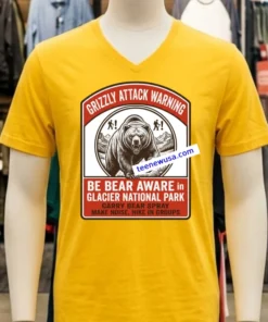 Grizze Attack Warning In Glacier National Park T Shirt