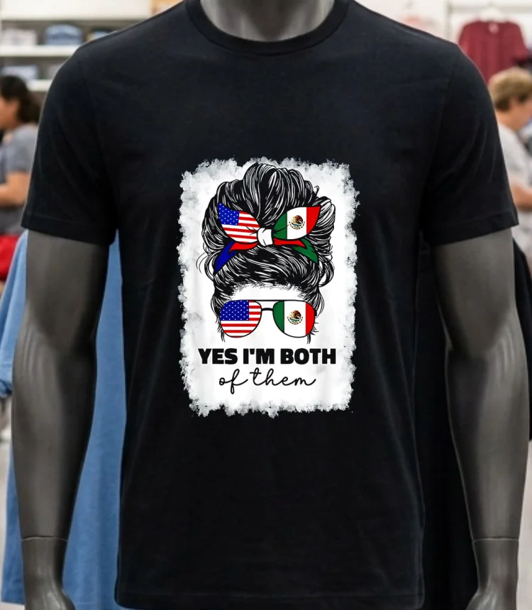 Half Mexico Half American Flag Girl Punk Shirt Balck Shirt 1