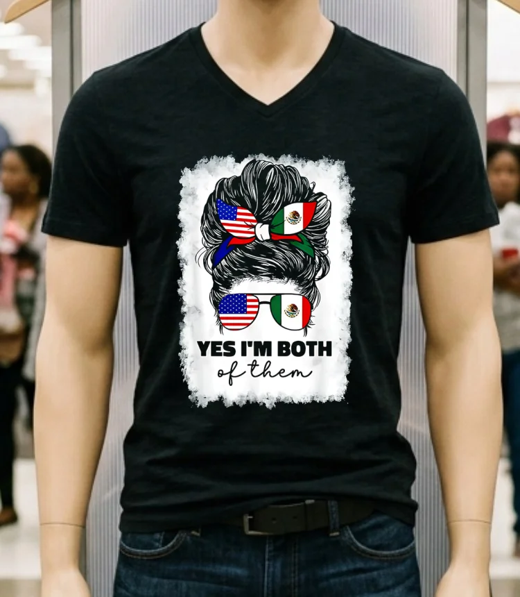 Half Mexico Half American Flag Girl Punk Shirt - balck-shirt Half Mexico Half American Flag Girl Punk Shirt Balck Shirt