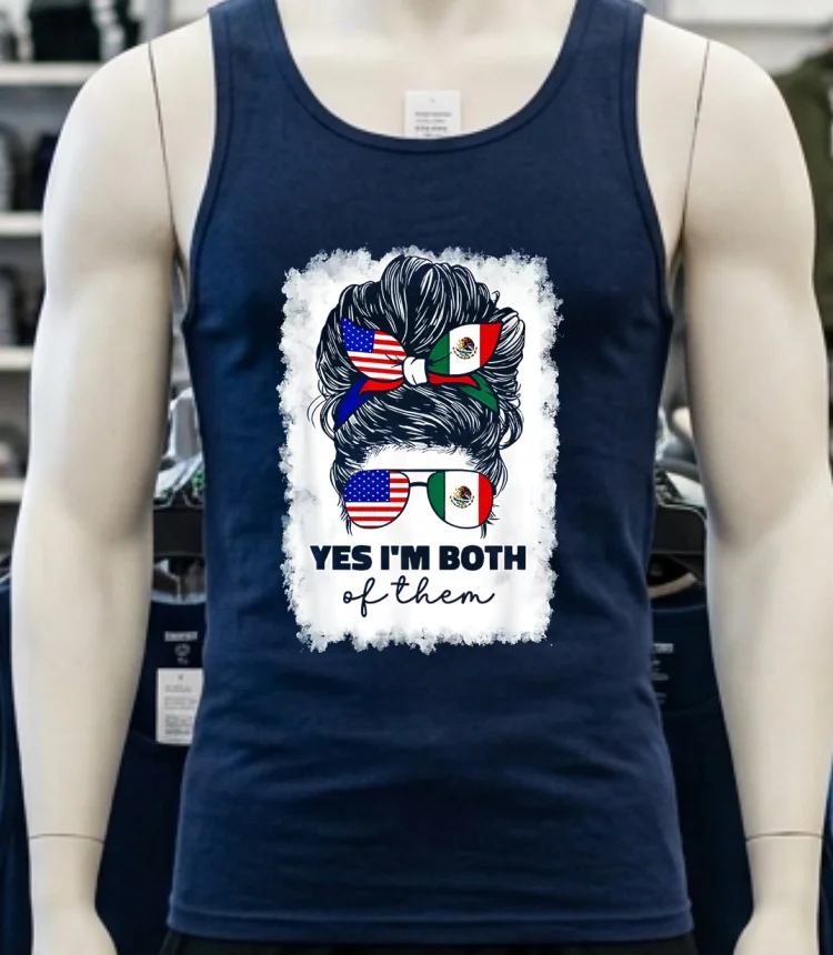 Half Mexico Half American Flag Girl Punk Shirt - navy-shirt Half Mexico Half American Flag Girl Punk Shirt Navy Shirt