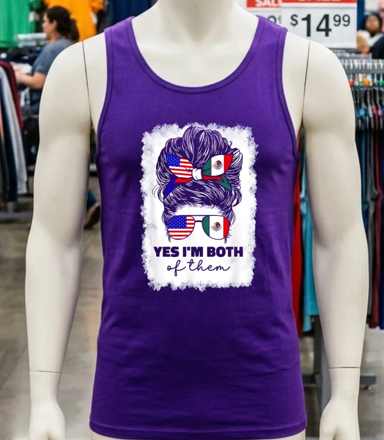 Half Mexico Half American Flag Girl Punk Shirt Purple Shirt