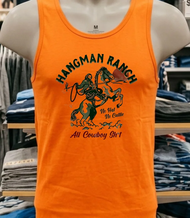 Hangman Ranch Aew All Cowboy Shirt Shirt - orange-shirt Hangman Ranch Aew All Cowboy Shirt Shirt Orange Shirt