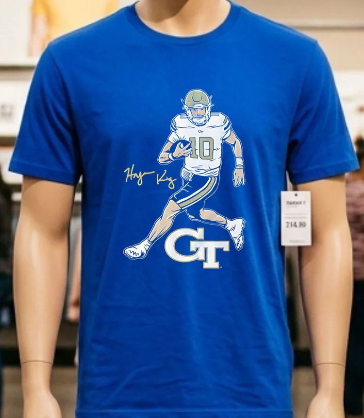 Haynes King Superstar Pose Georgia Tech Football Shirt Blue Shirt