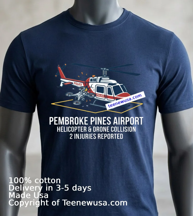 Helicopter And Drone Accident At Pembroke Pines Airport T Shirt Navy Shirt 3