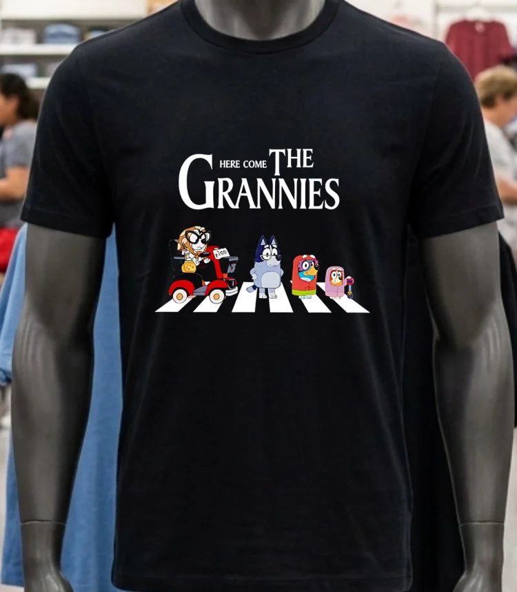 Here Come The Grannies Tee Blue Dog Grannies Cute Shirt - balck-shirt Here Come The Grannies Tee Blue Dog Grannies Cute Shirt Balck Shirt 1