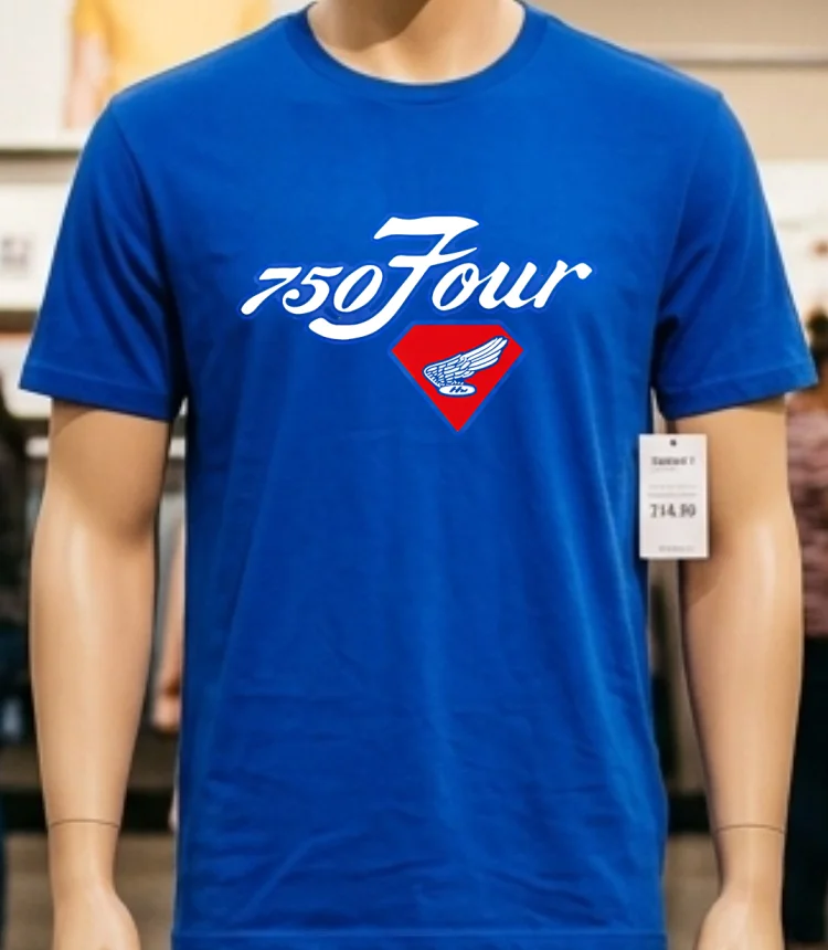 Honda 750 Four Emblem Shirt - blue-shirt Honda 750 Four Emblem Shirt Blue Shirt