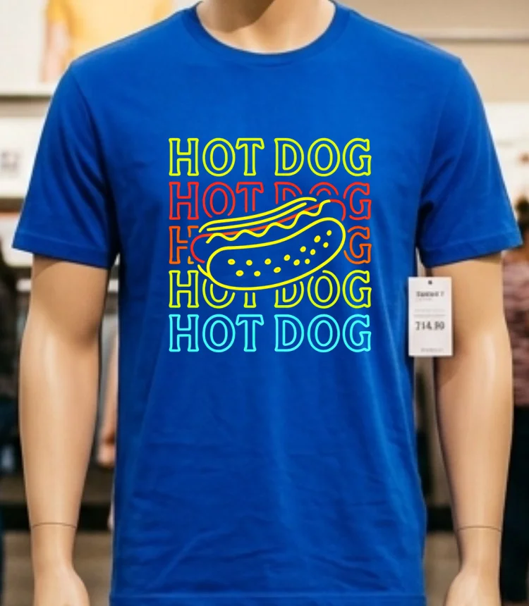 Hot Dog Fashion Neon Design Shirt - blue-shirt Hot Dog Fashion Neon Design Shirt Blue Shirt 1