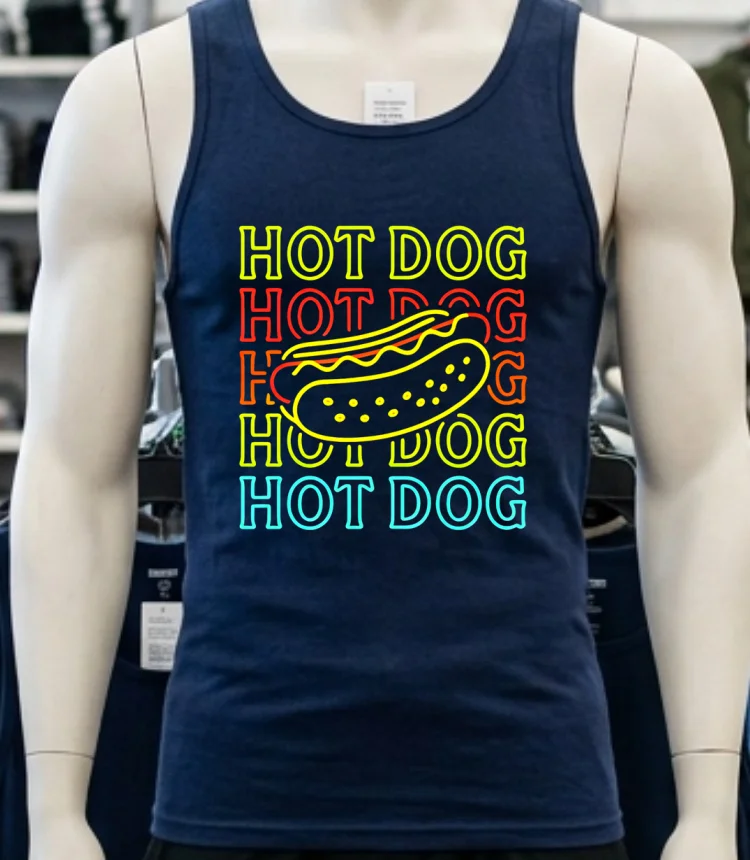 Hot Dog Fashion Neon Design Shirt - navy-shirt Hot Dog Fashion Neon Design Shirt Navy Shirt