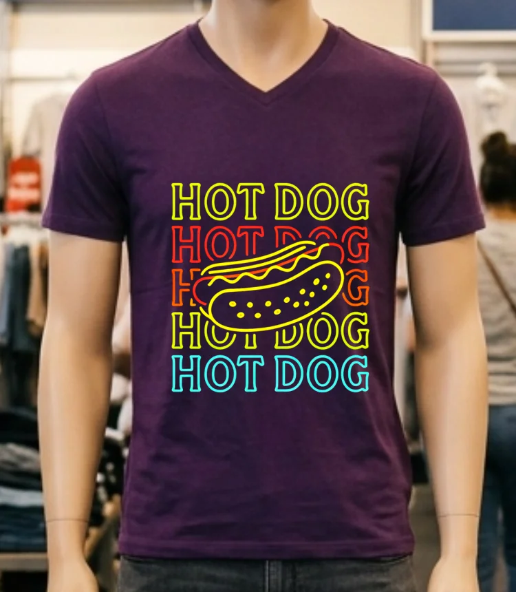 Hot Dog Fashion Neon Design Shirt - purple-shirt Hot Dog Fashion Neon Design Shirt Purple Shirt