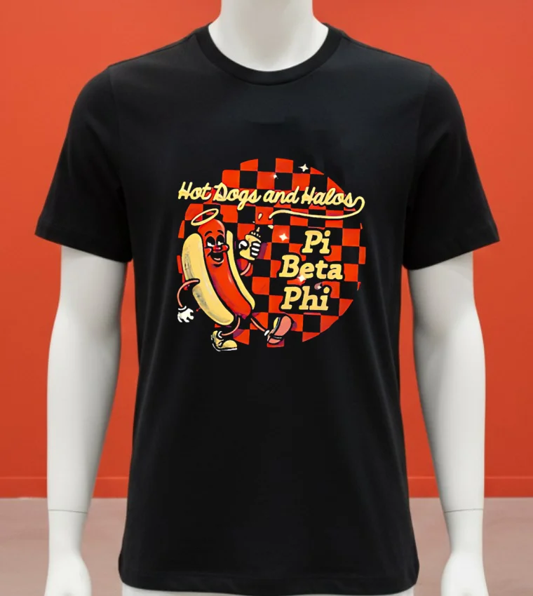 Hot Dogs And Halos Pi Beta Phi Shirt - balck-shirt Hot Dogs And Halos Pi Beta Phi Shirt Balck Shirt 1