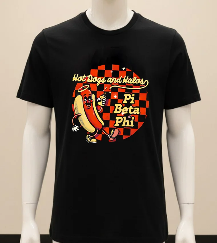 Hot Dogs And Halos Pi Beta Phi Shirt - balck-shirt Hot Dogs And Halos Pi Beta Phi Shirt Balck Shirt