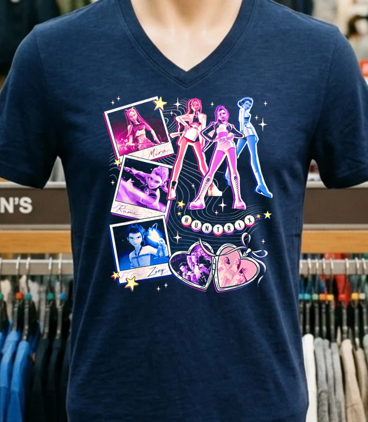 Huntrix Graphic Design Style Shirt Navy Shirt