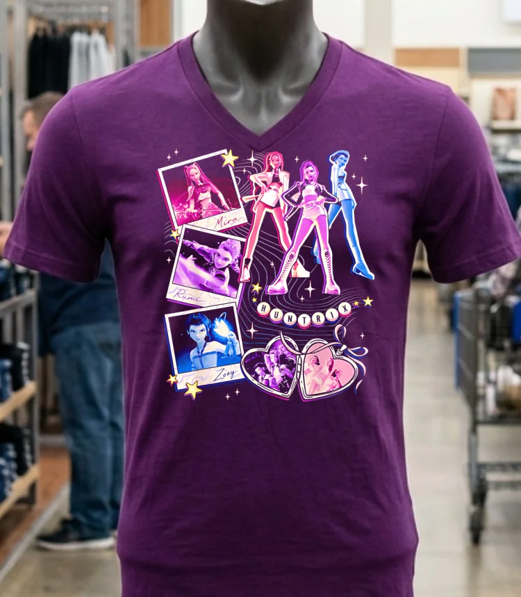 Huntrix Graphic Design Style Shirt - purple-shirt Huntrix Graphic Design Style Shirt Purple Shirt