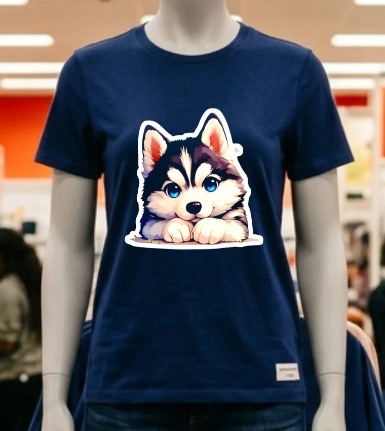 Husky Dog Cute Shirt - navy-shirt Husky Dog Cute Shirt Navy Shirt 1