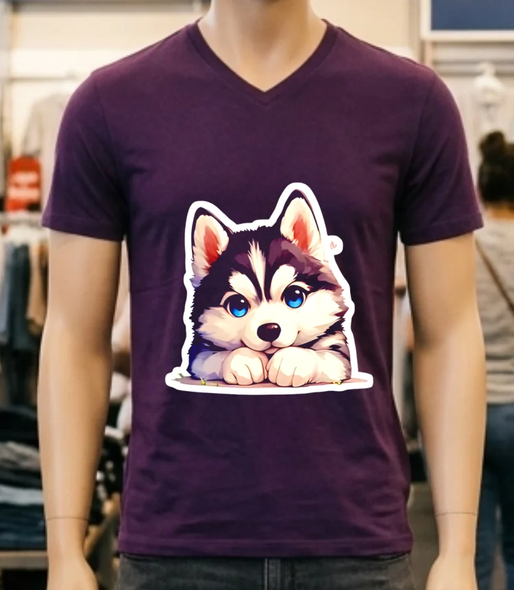 Husky Dog Cute Shirt - purple-shirt Husky Dog Cute Shirt Purple Shirt