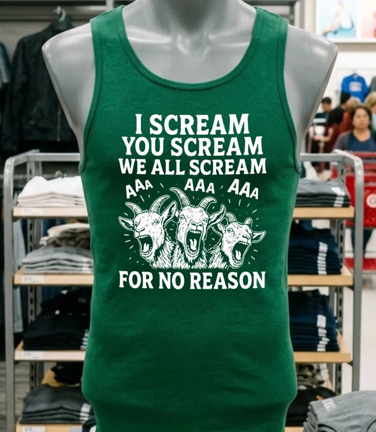 I Scream You Scream We All Scream For No Reason Goat Shirt - green-shirt I Scream You Scream We All Scream For No Reason Goat Shirt Green Shirt