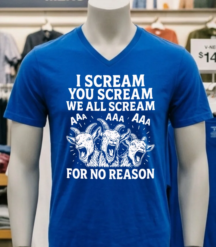 I Scream You Scream We All Scream For No Reason Goat Shirt - navy-shirt I Scream You Scream We All Scream For No Reason Goat Shirt Navy Shirt 1