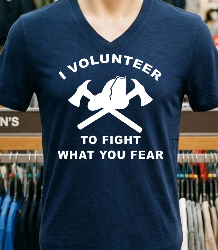 I Volunteer To Fight What Fear Shirt Navy Shirt