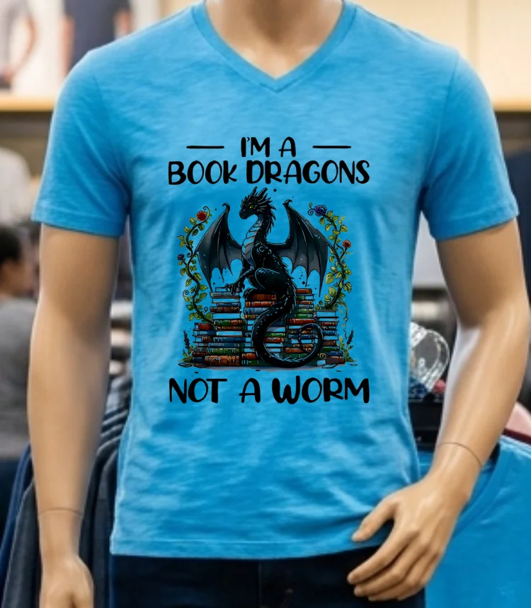 I M A Book Dragons Not A Worm Book Shirt - blue-shirt Im A Book Dragons Not A Worm Book Shirt Blue Shirt