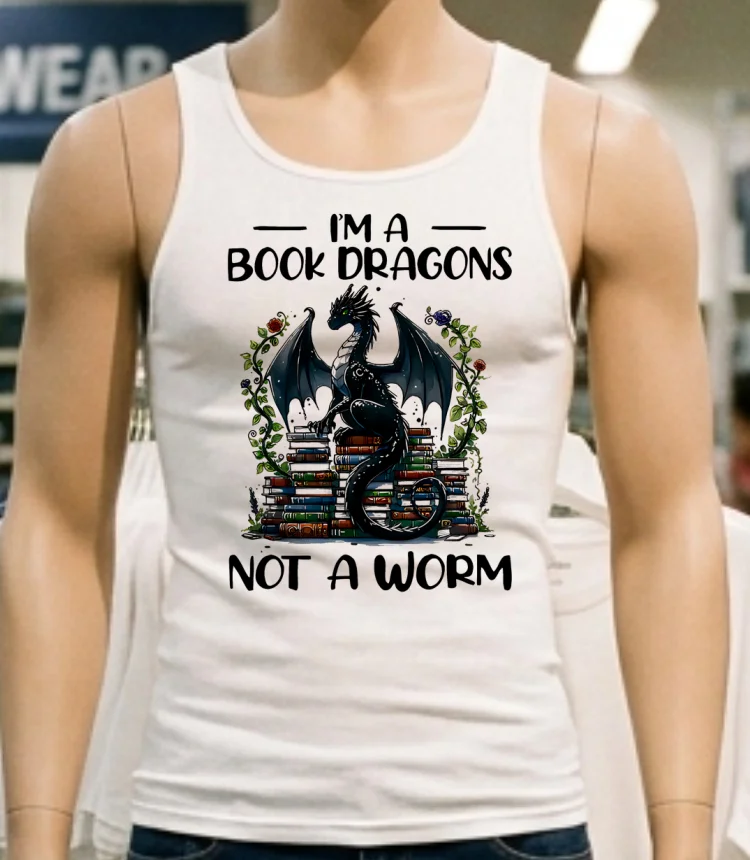 I M A Book Dragons Not A Worm Book Shirt - white-t-shirt Im A Book Dragons Not A Worm Book Shirt White T Shirt 1