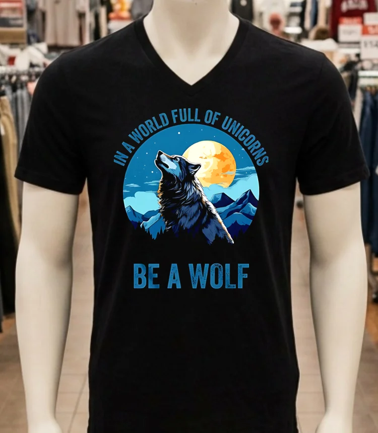 In A World Full Of Unicorns Be A Wolf Shirt Balck Shirt 1