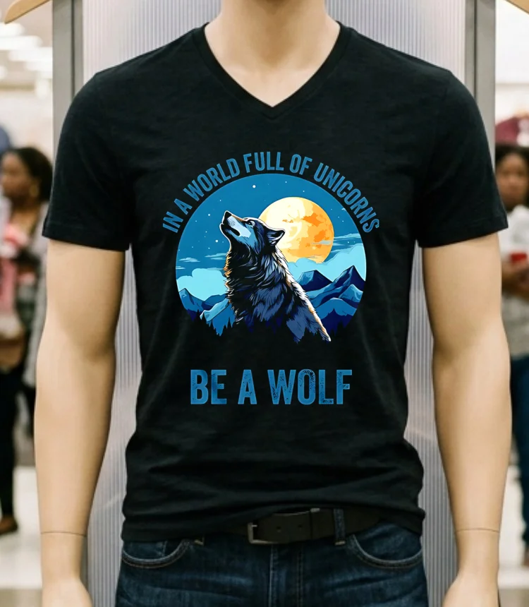 In A World Full Of Unicorns Be A Wolf Shirt - balck-shirt In A World Full Of Unicorns Be A Wolf Shirt Balck Shirt