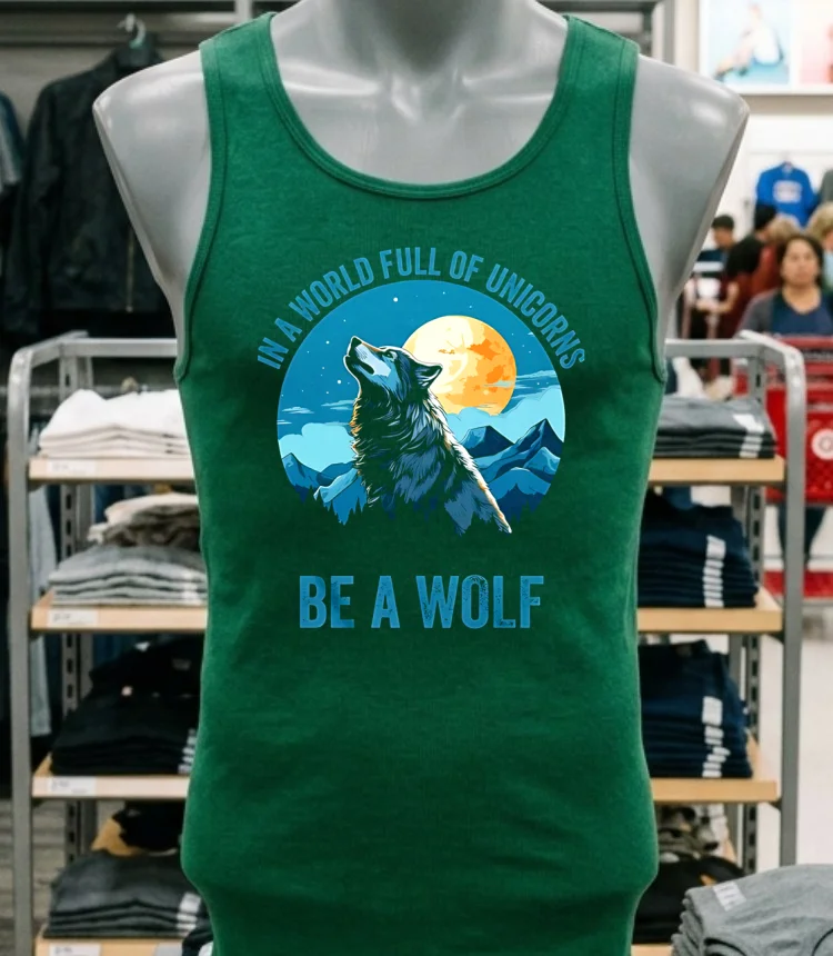 In A World Full Of Unicorns Be A Wolf Shirt - green-shirt In A World Full Of Unicorns Be A Wolf Shirt Green Shirt