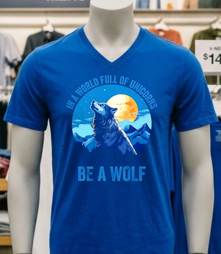 In A World Full Of Unicorns Be A Wolf Shirt Navy Shirt 1