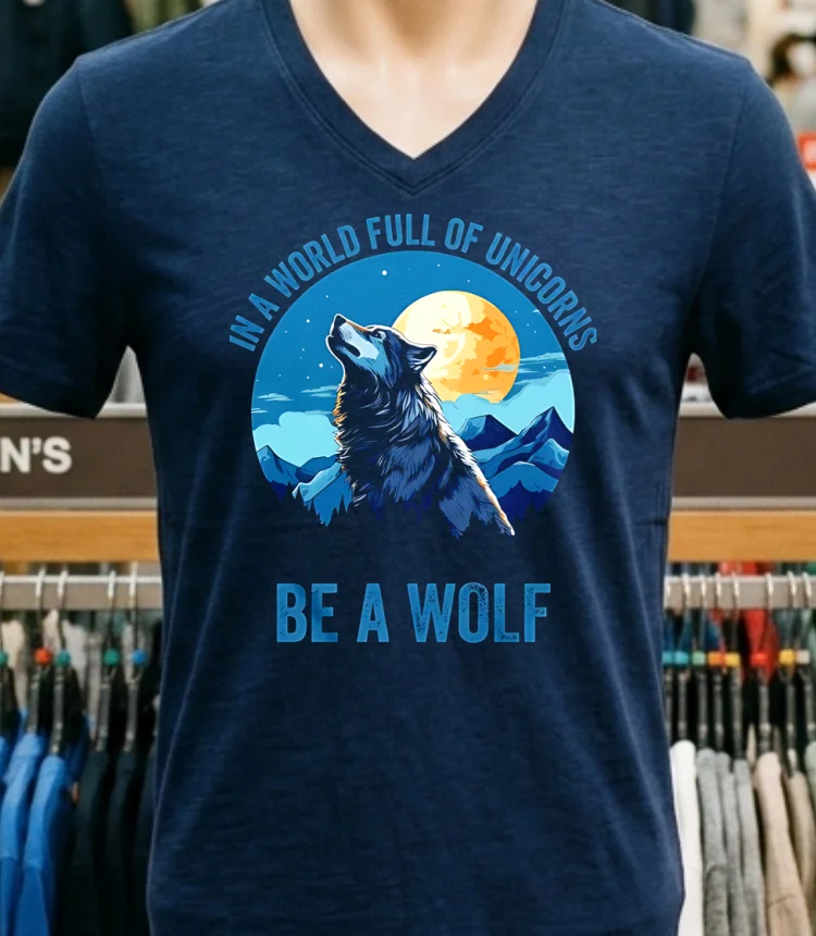 In A World Full Of Unicorns Be A Wolf Shirt - navy-shirt In A World Full Of Unicorns Be A Wolf Shirt Navy Shirt