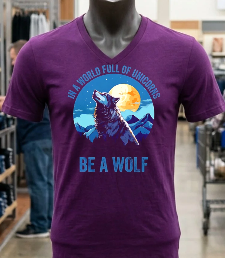 In A World Full Of Unicorns Be A Wolf Shirt - purple-shirt In A World Full Of Unicorns Be A Wolf Shirt Purple Shirt