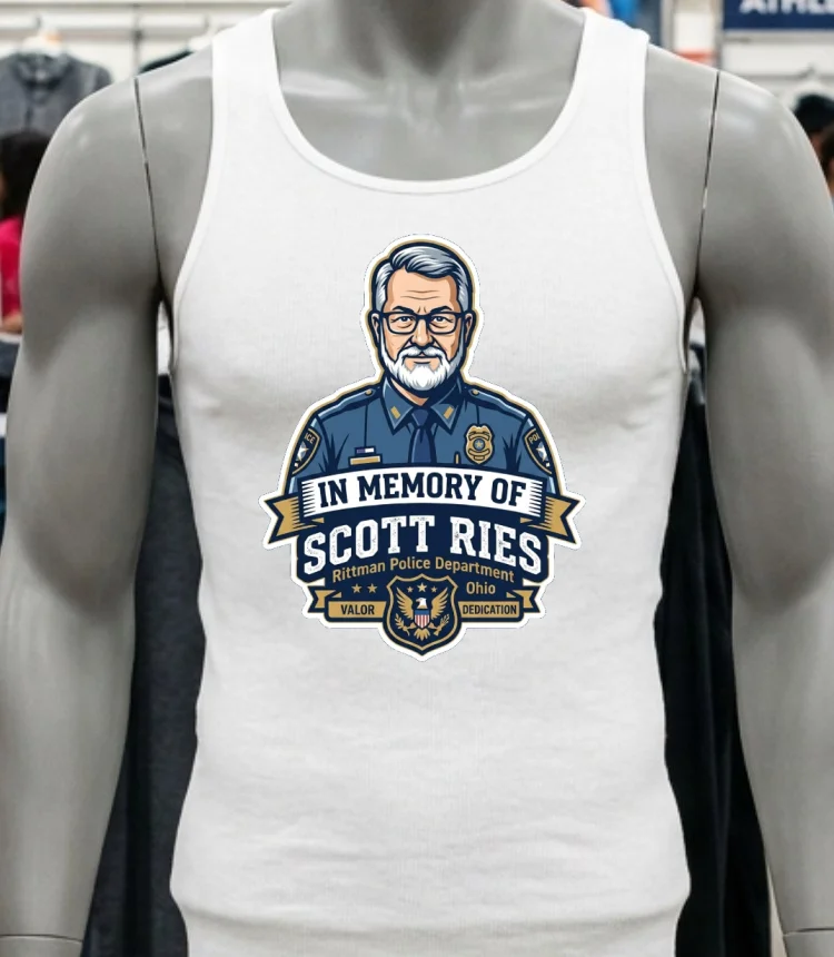 In Memory Of Scott Ries (54), A Police Officer With The Rittman Police Department In Ohio T Shirt - white-t-shirt In Memory Of Scott Ries 54 A Police Officer With The Rittman Police Department In Ohio T Shirt White T Shirt 1