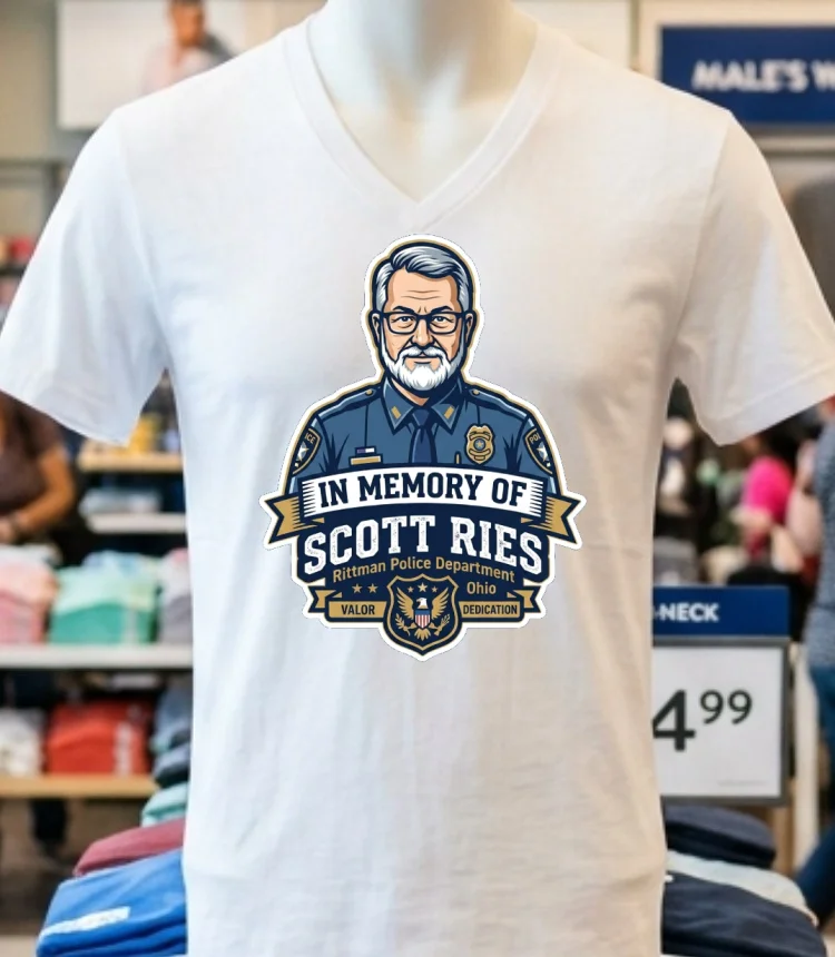 In Memory Of Scott Ries (54), A Police Officer With The Rittman Police Department In Ohio T Shirt - white-t-shirt In Memory Of Scott Ries 54 A Police Officer With The Rittman Police Department In Ohio T Shirt White T Shirt 2
