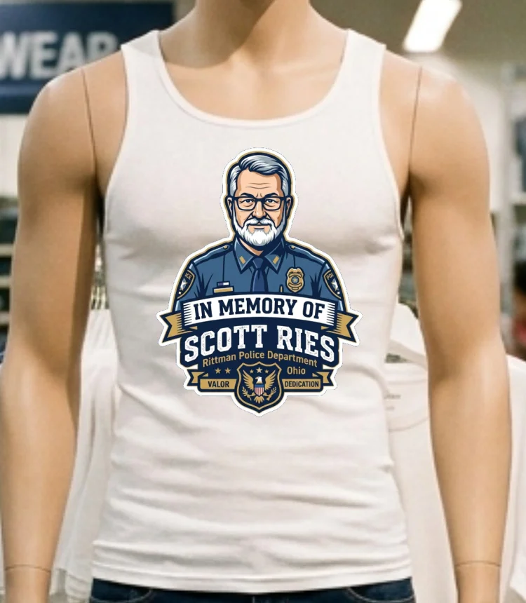 In Memory Of Scott Ries 54 A Police Officer With The Rittman Police Department In Ohio T Shirt White T Shirt
