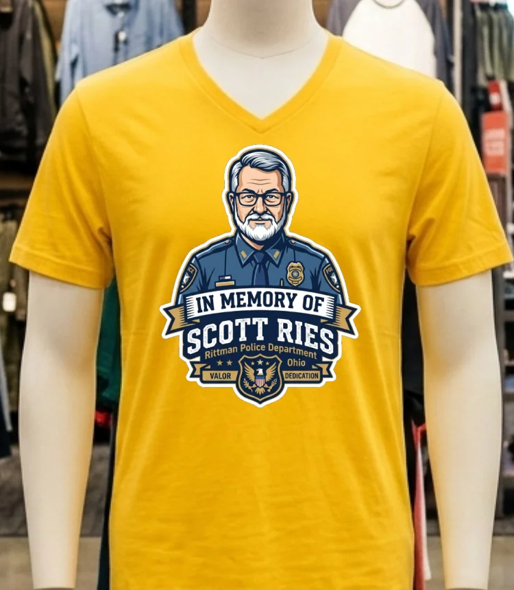 In Memory Of Scott Ries (54), A Police Officer With The Rittman Police Department In Ohio T Shirt - yellow-t-shirt In Memory Of Scott Ries 54 A Police Officer With The Rittman Police Department In Ohio T Shirt Yellow T Shirt 1